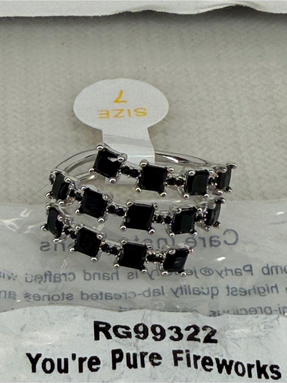 Bomb party og ring black onyx silver plating size 7 new